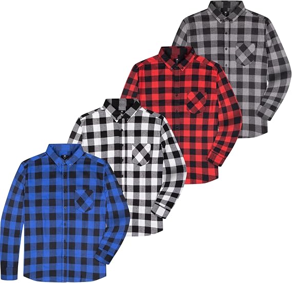 Visive Flannel Shirts for Men Long Sleeves Soft Heavy Lined Mens Flannels Plaid Button Down Flannel Shirts