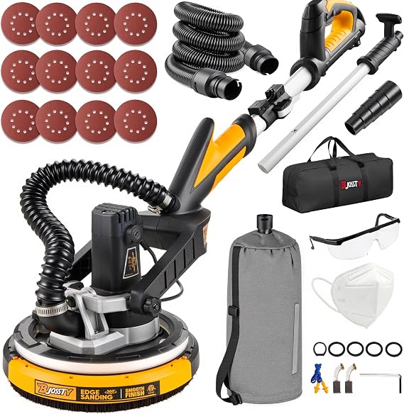 Drywall Sander with Vacuum Dust Collector, High Power 7.1-AMP Electric Sander for Drywall, 99% Dust Removal, 7 Variable Speed 950-1850RPM, Dustless Wall Sander for Drywall, Popcorn Ceiling etc