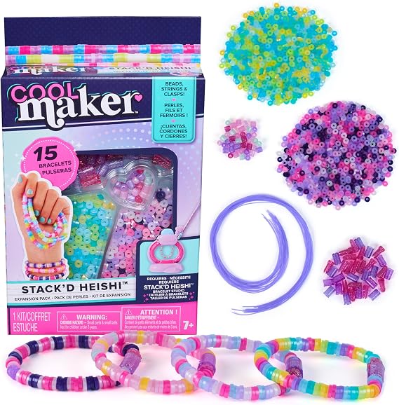 Cool Maker, Stackd Heishi Expansion Pack Bracelet Bead Kit, Ages 7+ | Studio Refill, Makes 15 Friendship Bracelets, 1300+ Beads & Clasps, Easy DIY Arts & Crafts, Birthday Gifts Idea for Girls