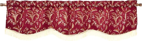 Violet Linen Luxury Damask 60" X 15" Window Valance - Burgundy