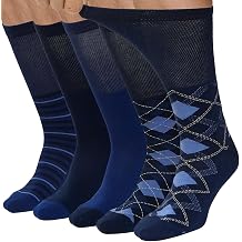LOFIR Knee High Socks Men: Non Elastic Long Over The Calf Business Socks - Combed Cotton Non-Binding Soft Top Seamless Toe for Office Work Casual Elderly Hiking Walking 5 Pairs