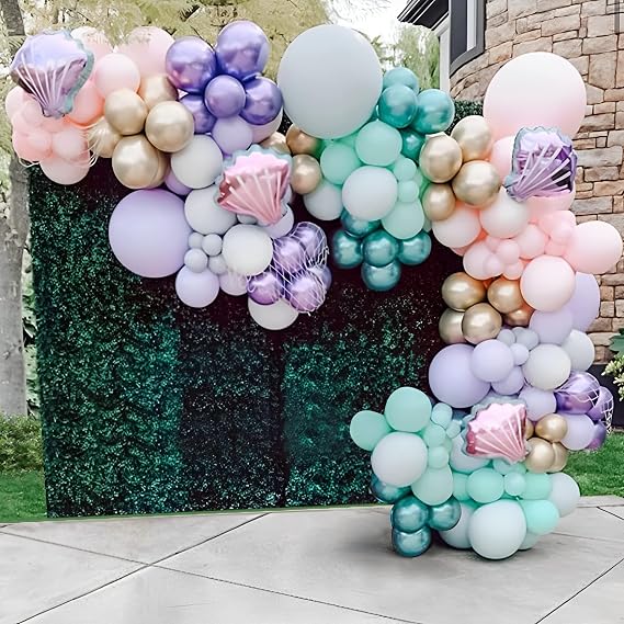 150pcs Mermaid Balloon Garland Arch Kit Mermaid Theme Girl Birthday Party Decorations Under the Sea Baby Shower Party Decoration