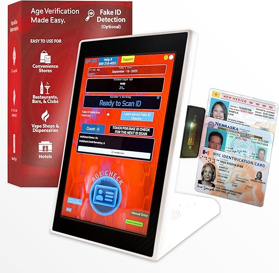 Minor Decliner Smart ID Scanner - Detects Expired IDs and Underage Customers Can Upgrade for Fake ID Detection - Onyx Edition
