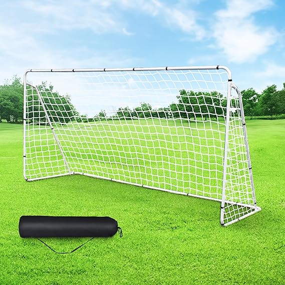 F2C Soccer Net 12 x 6 Soccer Goal for Backyard, Steel Frame for Kids, Adult Portable Shooting Training Aid with Carry Bag,Ground Stakes Waterproof 12x6 FT
