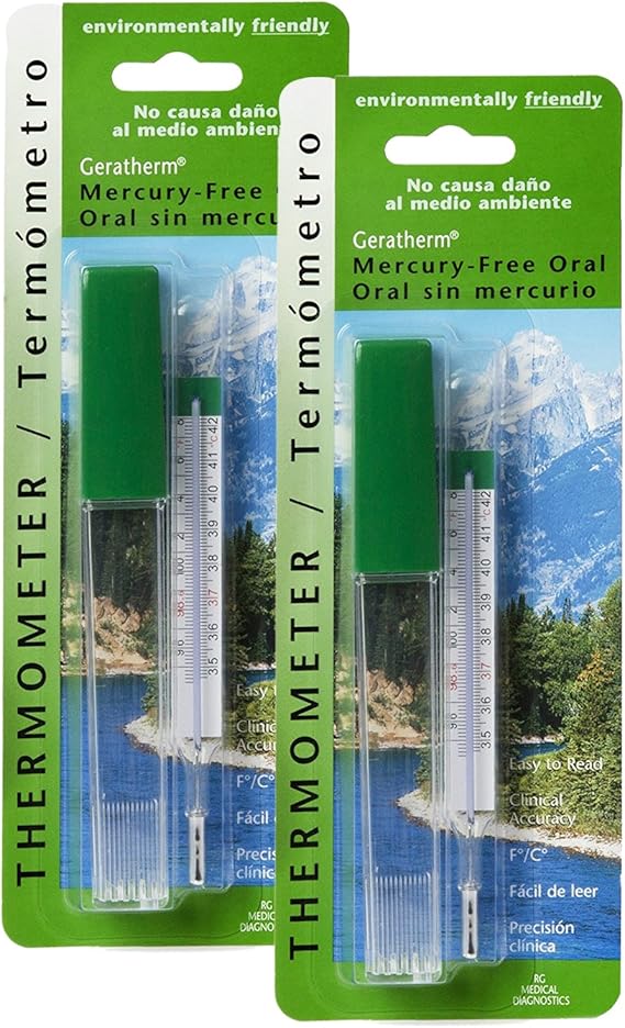 Geratherm Mercury Free Oral Glass Thermometer, Pack of 2