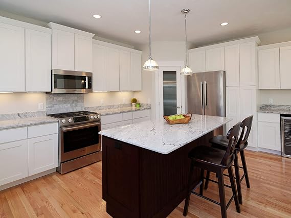 10x10 White Shaker Designer All Wood Kitchen Cabinet Package Soft Close Hinges and Drawer Glides