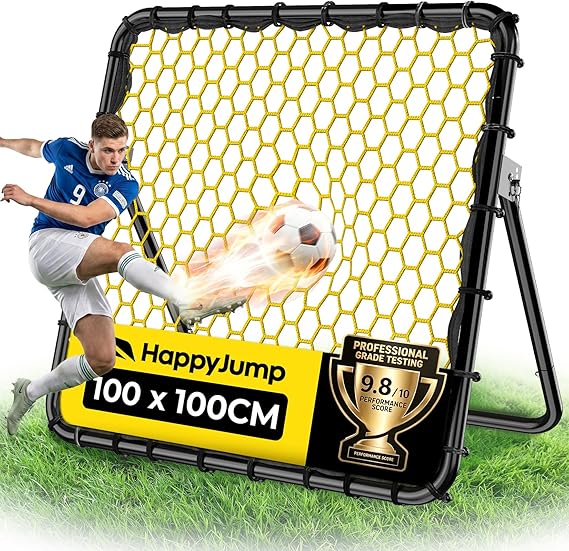 Happy Jump Football Rebounder Net 1x1m – Adjustable Angles, Honeycomb Net Structure, Improves Skills & Reaction, Ideal for Beginners & Advanced Players