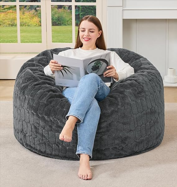 Hobestluk Large Bean Bag Chairs 3FT Big Adults BeanBag Chairs Plush Cover