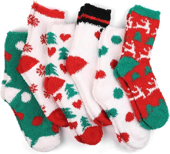 JaosWish Fuzzy Socks for Women,Cozy Fluffy Warm Soft Winter Sleeping Plush Sock Bulk for Christmas Gifts