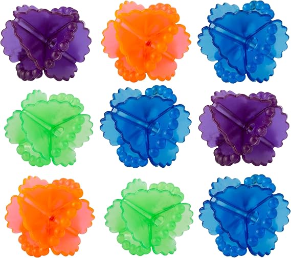 Laundry Balls for Washing Machine 9 Pcs - Plastic Agitator Balls for Washing Machine - Tangle Free Washer Balls for Cleaning Better - Colorful Reusable Laundry Scrubbing Balls