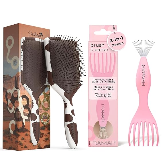 FRAMAR Paddle Hair Brush Detangler, Detangling Hairbrush For Women - Premium Hair Brush Cleaner Tool Hairbrush Cleaner Tool