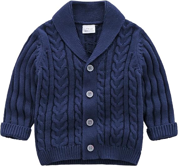 Feidoog Infant Boys V-Neck Sweater Cardigan Crochet Knitted Sweatshirt