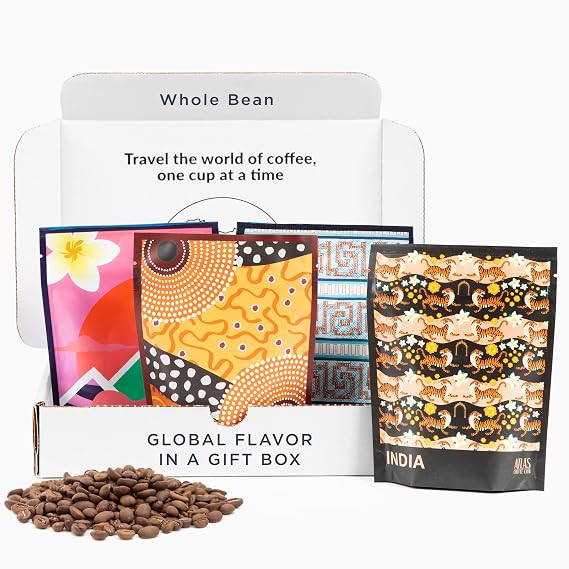 Atlas Coffee Club Gourmet Coffee Sampler Gift Set, Whole Bean, 4-Pack