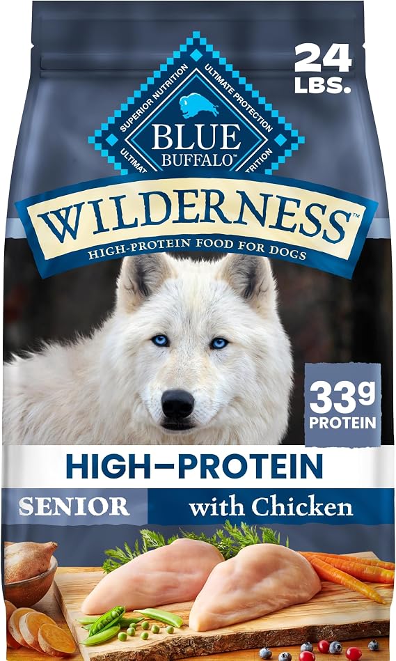 Blue Buffalo Wilderness Chicken & Wholesome Grains Senior Dog Food, 24 lb