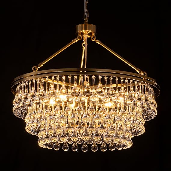TOCHIC Modern Crystal Chandelier 24 inch Gold Chandeliers Light Fixtures