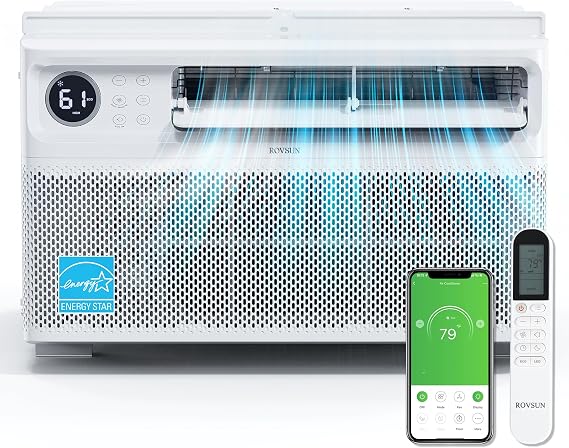 ROVSUN 8000 BTU Inverter Window Air Conditioner with WiFi, Energy-Star Window AC Unit with Remote & App Control, Ultra Quiet Design & Easy Install Kit, Work with Alexa/Google Assistant, 115V/60Hz