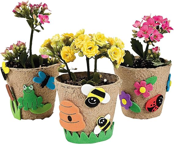 Fun Express Garden Pot Craft Kit DIY Spring Painting Activity for Kids Fun Home & Classroom Art Project for Creative Learning & Decorations Perfect for Parties & Gifts 12 Pieces