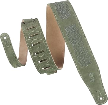 Levy's Leathers 2.5" Suede Leather Guitar Strap Celtic Knot Emboss Design; Green (MS26CK-GRN)