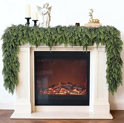 Real Touch Christmas Cedar Garland -5ft Artificial Garlands Faux Cedar Fake Pine Needles Garland for Fireplace,Table,Window,Stairs,Mante,Holiday Indoor Outdoor Xmas Decor1PCS