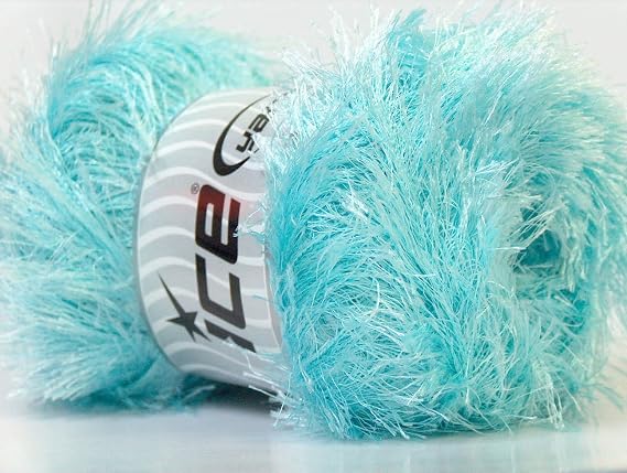 Large 100 Gram Skein Light Turquoise Blue Eyelash Yarn Fun Fur 164 Yards