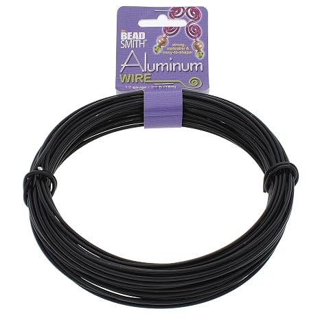 The Beadsmith Anodized Aluminum Wire 12 Gauge 39 feet Black Color Bendable Craft Wire Used to Jewelry Making, Wire Wrapping, Sculpting, Floral, Modeling and Other DIY Arts & Crafts