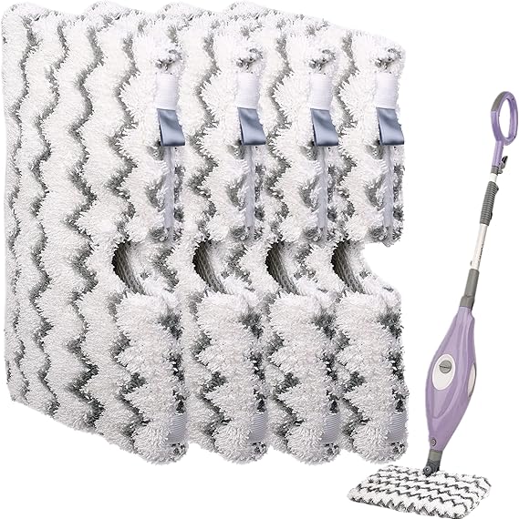 F Flammi 4-Pack Replacement Pads Compatible with Shark Steam Pocket Mop S3501 S3601 S3901 S3550 S3801 SE450, Double-Sided Microfiber Refills for Hardwood Tile Floor, Professional Scrubbing Strips