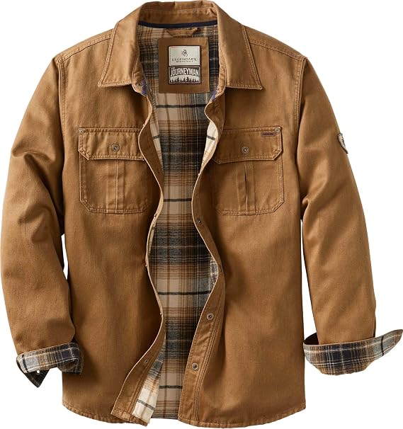 Legendary Whitetails Men's Flannel Lined Shirt Jacket Waxed Cotton Water Resistant Shacket Jacket