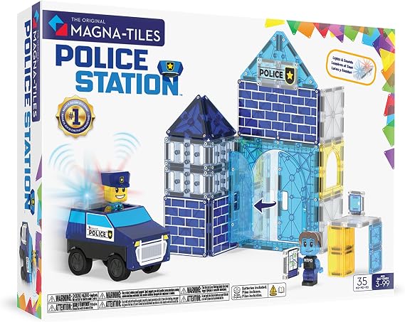 MAGNA-TILES Police Station 35-Piece Magnetic Construction Set, The Original Magnetic Building Brand