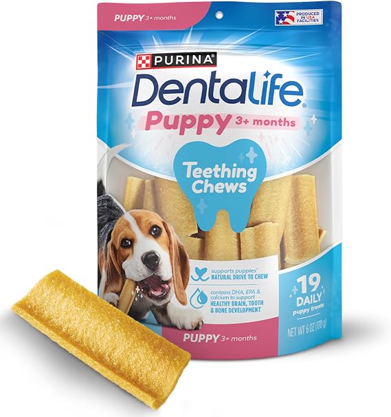 Dentalife Purina Puppy Teething Chews for Small Dogs, Chicken, 19 ct Pouch