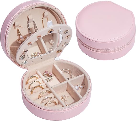 Noonsial PU Leather Small Jewelry Box Organizer Storage Holder Boxes Travel Portable Jewelry Case for Ring Pendant Earring Necklace Bracelet