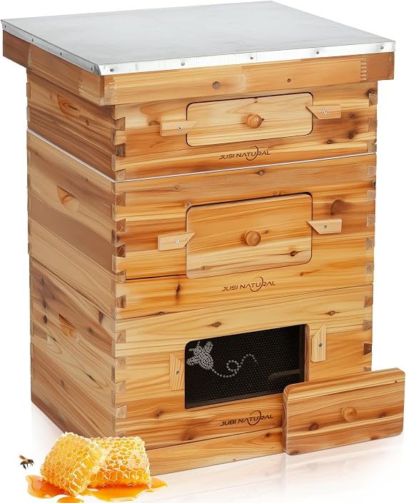 10 Frame Langstroth Bee Hive Kit, 2 Deep & 1 Medium Box