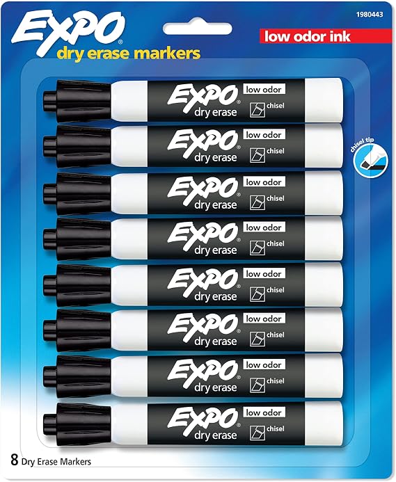 EXPO Dry-Erase Marker, Chisel Tip, Black, 8/Pack (1980443)