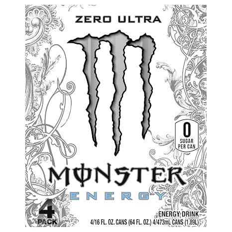 Monster Energy, Zero Ultra, 16 Fl Oz, Pack of 4