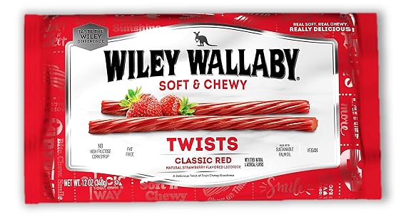 Wiley Wallaby Licorice, Classic Red Twists, 12 Ounce Bag