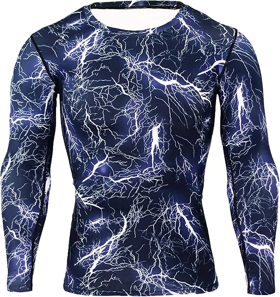 Men's Long Sleeve Compression Shirts Cool Dry Workout Running Shirts, Moisture Wicking Elastic Sport Base Layer Top