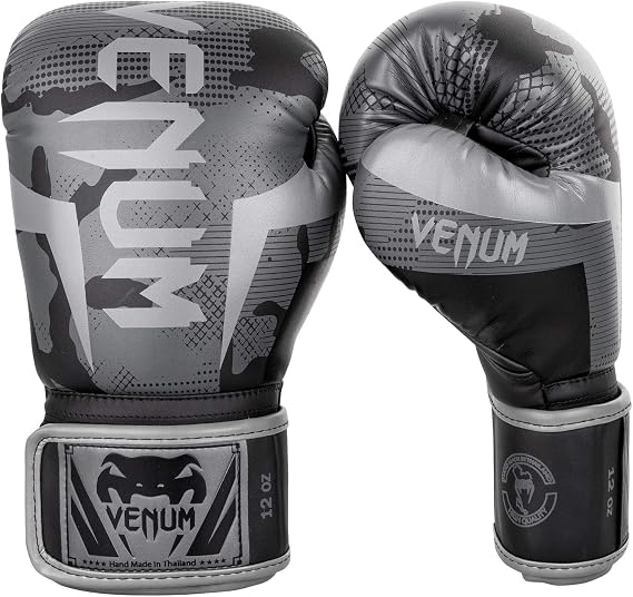 Venum Elite Boxing Gloves Black/Dark Camo 8 oz