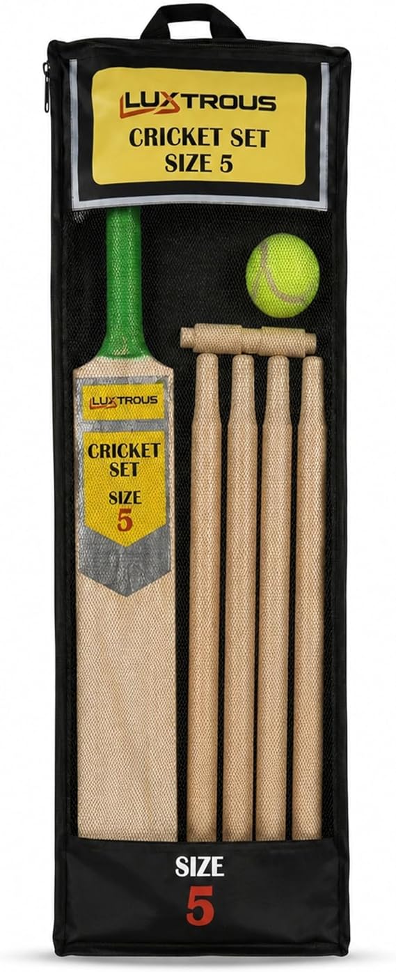 Cricket or Rounders Set Complete Outdoor Playing Training Kit with Mesh Carry Bag for Garden, Beach & Beginner Practice