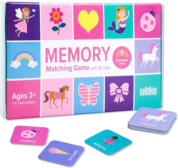 Wildkin Memory Matching Game 18 Educational Pairs for Toddlers & Preschool - Enchanted
