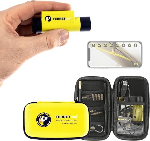 Ferret Pro Wireless Inspection Camera Will See & Reach Where You cant. Electrical, HVAC, Dryer Vent, Home Inspection, Chimney, Pest Control. 720p Streaming, Rechargeable, Built-in WiFi Hotspot