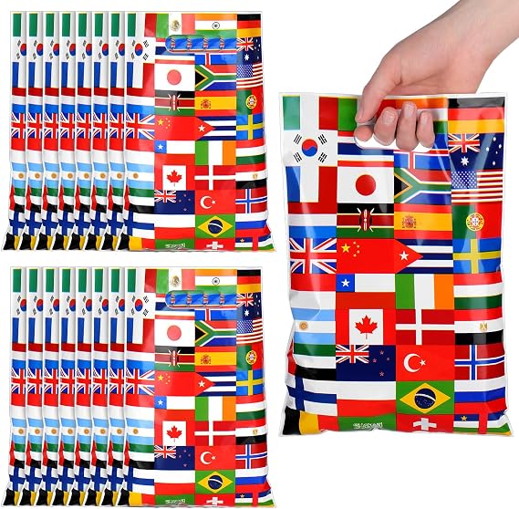 Supervitae 50 Pcs Flags of All Nations Plastic World Flag Goody Bags