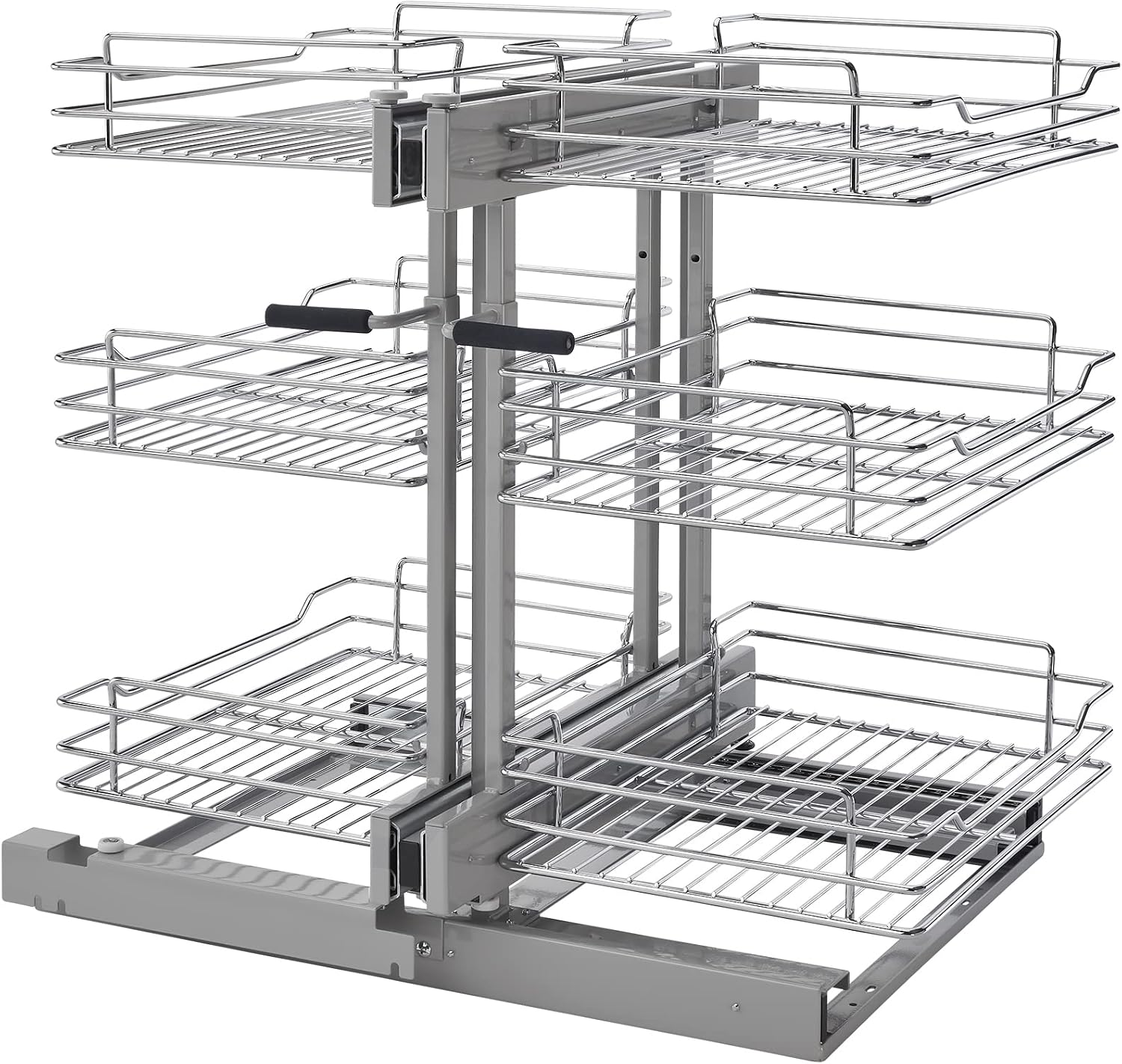 Rev-A-Shelf 3 Tier Pullout Shelf Organizer for Blind Corner KitchenBathroom Cabinets with Soft-Close, 45 Adjustable Shelves, Chrome, 5PSP3-15SC-CR