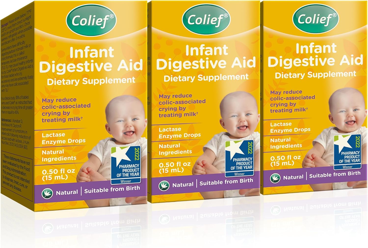 Colief Infant Digestive Aid | Gas Drops for Babies | Lactase Enzyme Drops for Infants | 1.50 Fl Oz Pack of 3