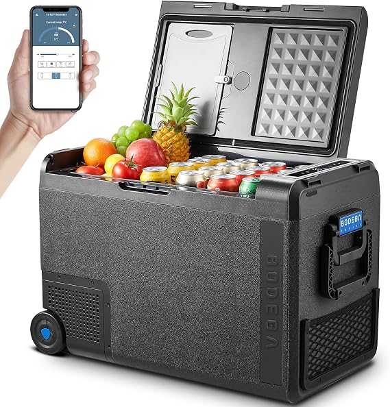 BODEGACOOLER 12 Volt Car Refrigerator, 51Quart Car Fridge with APP Control