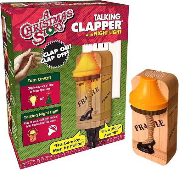 Clapper A Christmas Story Nightlight Leg Lamp, Says Movie Quotes, Wireless Sound Activated On/Off Light Switch, Clap Detection, Perfect for Kitchen/Bedroom/TV/Appliances, 120 V Wall Plug, Smart Home