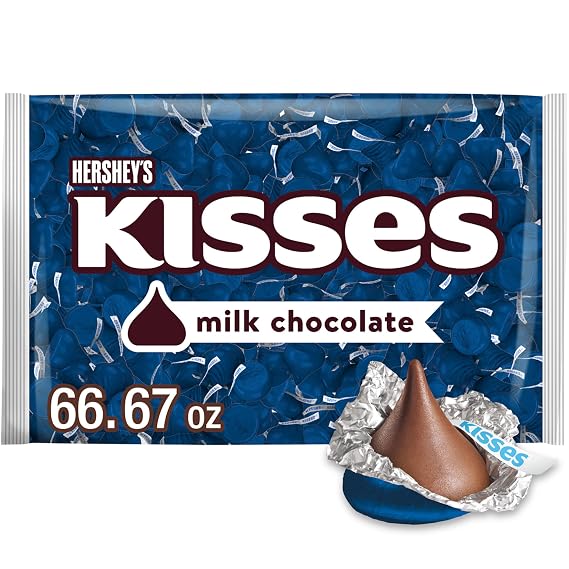 HERSHEY'S KISSES Milk Chocolate Dark Blue Foil, Candy Bulk Bag, 66.67 oz