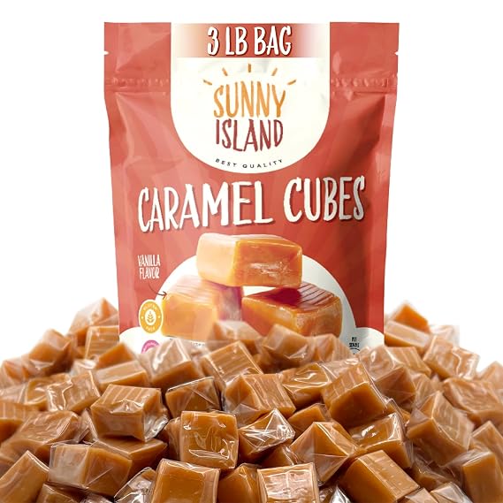 Vanilla Caramel Candy, Caramels Individually Wrapped, 3 Lb Bag