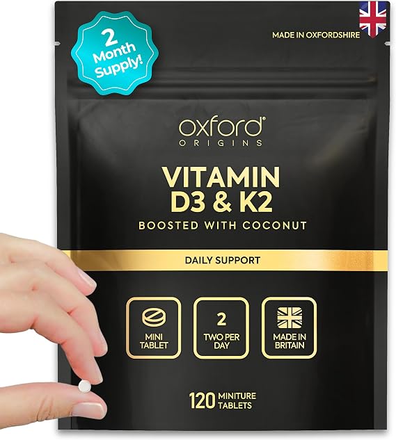 Micro Vitamin D3 K2 Tablets - 4000iu Vitamin D High Strength, Easy Swallow with 150ug Vitamin K2 MK7 & Coconut Oil MCTs for Absorption | UK Made Vitamin D3 | 2 Month Supply | 120 Mini Tablets