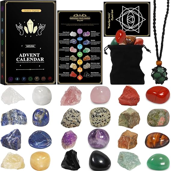 Crystals Advent Calendar 2026 Countdown Christmas for Women Men Healing Gemstones