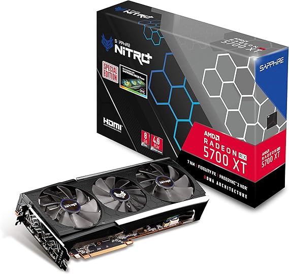 Sapphire 11293-05-40G Radeon Nitro+ RX 5700 XT 8GB GDDR6 Dual HDMI/Dual DP OC (UEFI) Special Edition PCIe 4.0 Graphics Card