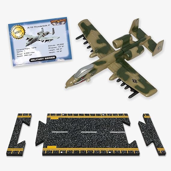 Hot Wings Planes A10 Jet with Connectible Runway,Grey
